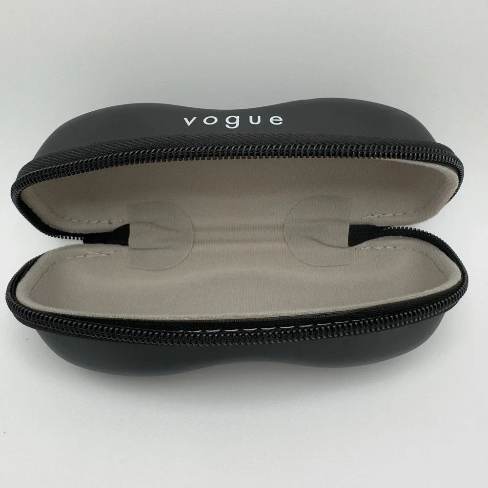 Vogue Black Hard Shell Eyeglass & Sunglasses Case Zipper Protective Travel Box